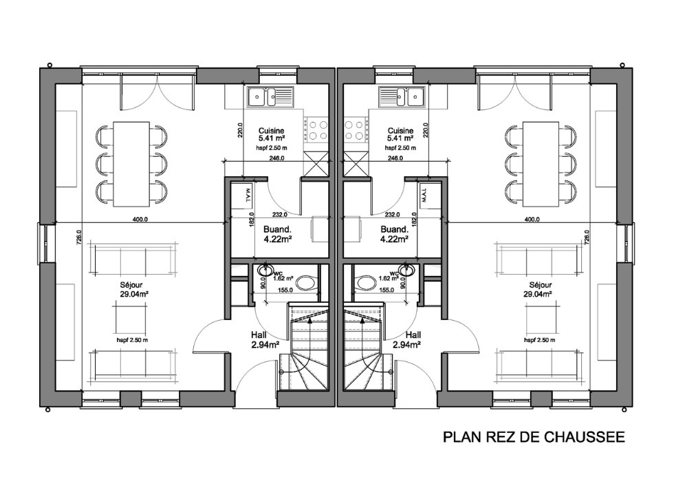 Plan rez-de-chaussée TC09 Invest